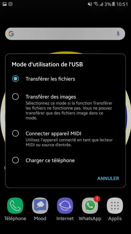 Choisir Mode De Transfert USB