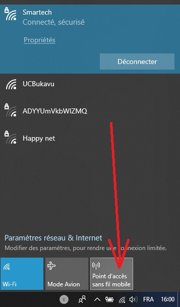 partager Wifi Win 10